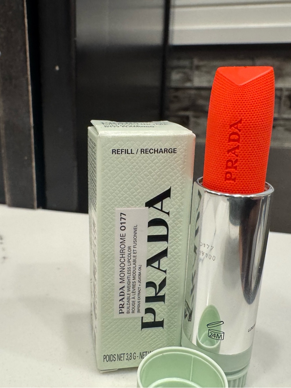 Prada Monochrome Soft Matte Lipstick Refill – O177 Flamingo